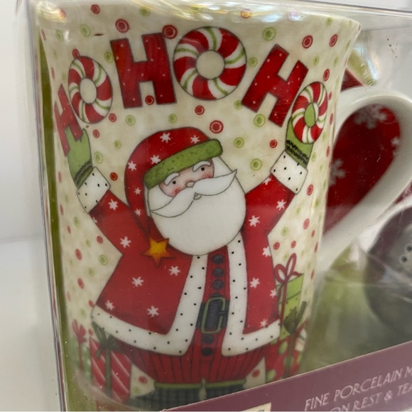 Debbie Mumm Christmas Mug Gift Set Tea Infuser Spoon Rest New Fine porcelain - Picture 2 of 11